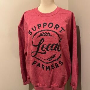 Lemon Lorraine’s Red “Support Local Farmers” Crew, size Large
